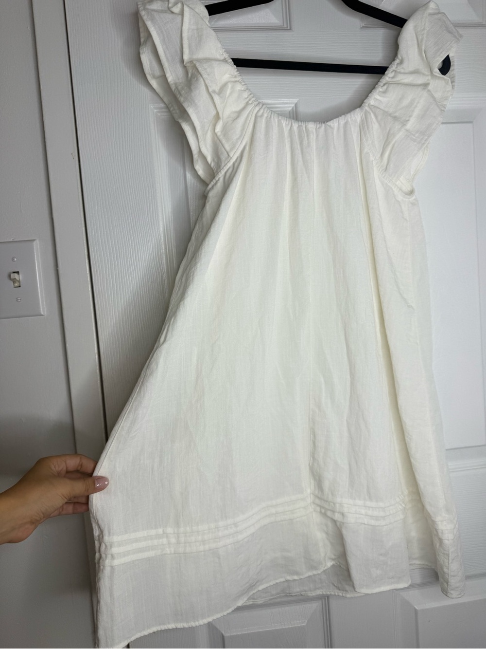 Reitmans Cream Ruffled Off-Shoulder Mini Dress - Picture 6 of 6